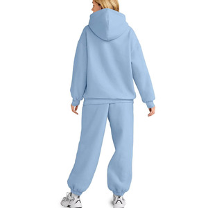 Conjunto de Sudadera con Capucha para Mujer, con Logotipo Personalizado, Manga Larga, Tejido de Punto, 100% Algodón, Estilo Holgado, Ropa Deportiva de Invierno con Cierre - Product Image 6