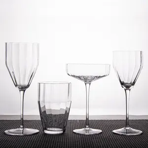 Transparent vertical ridge white wine cup