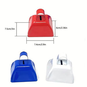 Logo personalizzato 3 pollici campanacci in metallo con manico a percussione a mano campanelli di mucca suonatori di rumore eventi sportivi celebrazione delle partite di calcio - Product Image 6