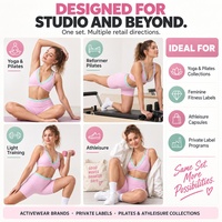 Ensemble de yoga personnalisé pour femme, soutien-gorge deux pièces effet superposé à double bretelles croisées et dos ouvert, short cycliste à taille contrastante, ensemble short de yoga et de Pilates