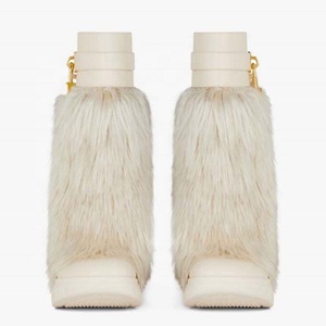 Fur Metallic Lock Shark Long <b>Boots</b> Thick Soles Knee High Booties Women Round Toe Zipper Fluffy Furry Shoes for Lady - Product Image 3