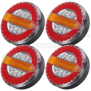 4 pièces Feux arrière LED ronds 24V pour remorques, clignotants séquentiels dynamiques, feux de freinage et de recul pour camions, tracteurs, remorques et fourgons - Product Image 3