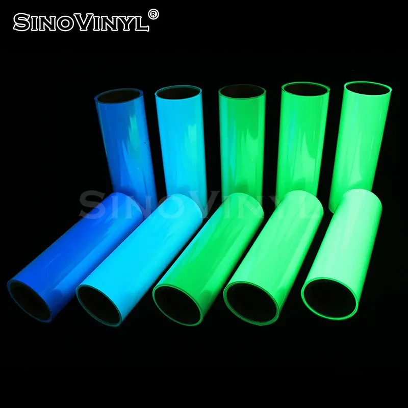 SINOVINYL 4-6 Hours Glow In The Dark Vinyl Sheeting Reflective Material Vinyl Rolls Safty Sign Tape Photoluminescent Vinyl Film