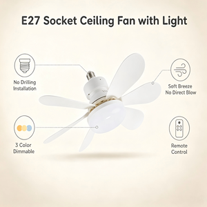 Modern 20 Inch White <b>Ceiling</b> <b>Fan</b> with LED Light and <b>Remote</b> <b>Control</b>, Ultra Quiet DC Motor <b>Fan</b> Lamp for Bedroom - Product Image 4