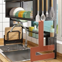 Égouttoir à vaisselle mural multifonction en acier inoxydable à double niveau pour évier de cuisine