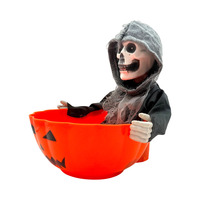 Décor de table d'Halloween effrayant : Porte-sucettes Citrouille Squelette Grim Reaper Pop-up, Bol à friandises Jack O'Lantern pour maison hantée