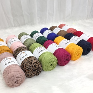 Trực Tiếp Bán Buôn 100% Polyester Tay Dệt T-Shirt Sợi 200G Độ Đàn Hồi Cao Vải Dải Nhuộm Tự Làm Đan Thảm Sợi - Product Image 5