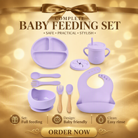5 pièces antidérapant Silicone bébé alimentation vaisselle ensemble américain 9 pièces ventouse bol assiette cuillère fourchette bavoirs tasse enfants dîner plats