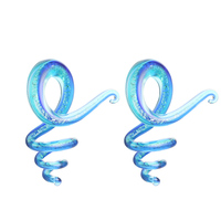 Evorte Glitter Bleu Rose Verre de Haute Qualité Dilatateurs d'Oreille en Forme de Goutte Spirale Plugs Gauges Poids d'Expansion pour Oreilles Bijoux de Piercing du Lobe