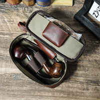 Sac pochette portable en cuir véritable personnalisé pour pipe à tabac étui de voyage pour pipe à tabac avec rangement pour accessoires CF5020