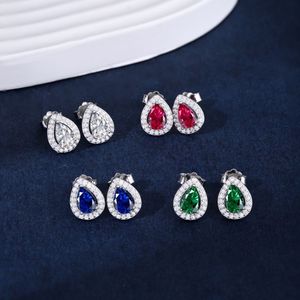 925 Sterling Bạc Đẹp Cổ Điển Cổ Điển Thời Trang Đồ Trang Sức <span class=keywords><strong>CZ</strong></span> 4*6Mm Màu Hình Dạng Quả Lê Đá Vàng Mạ Stud Bông Tai - Product Image 5