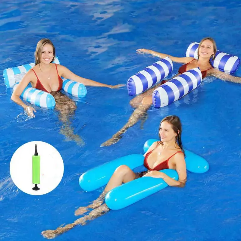 Портативный складной плавающий шезлонг для бассейна, ПВХ надувной водный гамак с воздушным насосом, для детей и взрослых