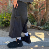 Jorts longs en jean noir délavé et vieilli pour homme, style vintage, double épaisseur aux genoux, coupe baggy, longueur au-dessus du genou, inspiration skater années 90, personnalisés