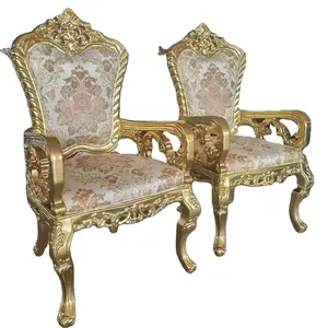 European Italian Classical Antique Wood Carved Luxury Armchairs Swivel Design for Home Leisure Living Room Office Host Chair