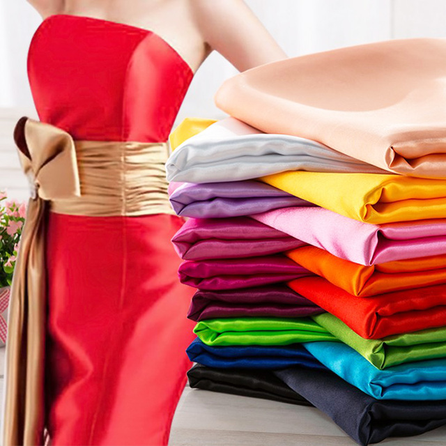 Factory Wholesale Polyester Satin Fabric 2 Way Stretch Breathable Silky Fabric Sold Yard for Dresses Girls Sleepwear Wedding