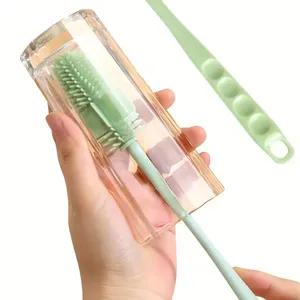Cepillo de limpieza de silicona portátil de mango largo multiusos sin esquinas muertas para botellas y vasos - Product Image 2