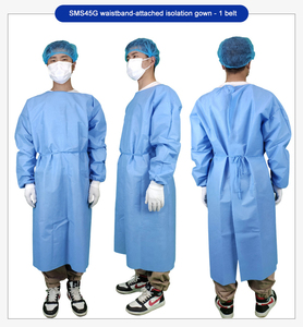 Blouse d'isolement jetable SMS pour tests de laboratoire, vêtement de protection à fermeture inversée, en PP, imperméable, anti-poussière et respirant - Product Image 5