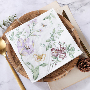 Serviettes de table jetables à motif floral vintage, serviettes en <span class=keywords><strong>papier</strong></span> décoratives pour cocktails, serviettes en <span class=keywords><strong>papier</strong></span> pour fêtes, mariages, festivals - Product Image 5