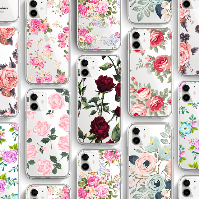 1000+ Designs Custom Plant Flowers TPU Silicon Case for iPhone 11 12 13 14 15 Pro Max UV Printing 3D Sublimation Phone Case