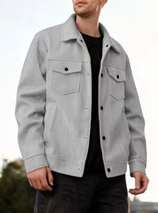 Men's Lapelled <b>Jacket</b> Solid Men's <b>Corduroy</b> Blouson Versatile Casual Work Coat with Stylish Young Cool - Product Image 3