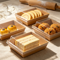 Boîte à pâtisserie en kraft robuste sans PFAS avec couvercle transparent, vente en gros, fournisseur d'emballages alimentaires écologiques résistants à la graisse
