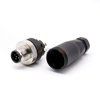 Connecteur mâle robuste et résistant M12 4 broches droit codé D pour environnements difficiles
