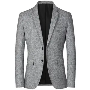 Casual Blazer Suit 2 Botão sem jaqueta masculina de ferro Business Work Coats for Men