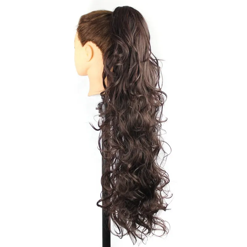 Hot selling with claw clip long wavy curly high temperature synthetic ponytail hair extension
