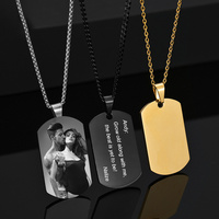 Venta al por mayor logotipo personalizado grabado en relieve plata acero inoxidable metal hombres Xvideo Etiqueta de perro collar con cadena
