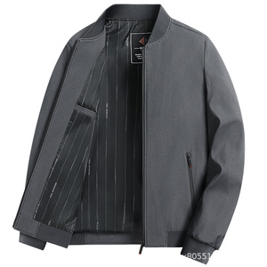 Veste Administrative pour Homme Âgé, Style Officier Public, Printemps-Automne, Col Baseball Texturé, Idéale pour les Hommes d'Âge Moyen et les Pères d'Affaires - Product Image 1