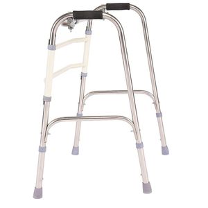 Stainless Steel <b>Walker</b> For <b>Elderly</b> Height Adjustable With Anti Slip Feet And Red Wheels - Product Image 4