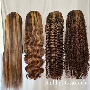 Peluca frontal de encaje HD transparente 13x4 sin pegamento con cabello virgen rizado y ondas profundas para realzar el cabello - Product Image 5