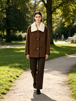 LOVEXUAN Damen 100% Woll-Wintermantel mit Kunstfellkragen, Kurze Woll-Dufflecoat-Jacke, Luxuriöse Oberbekleidung