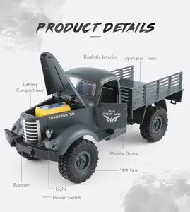 Off-Road Truk Militer Brica Q61 RC Mobil Remote Control Kendaraan Skala 1/16 2.4G 4WD Transporter Mobil RC untuk Anak-anak Hadiah Mainan