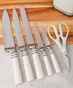 Ensemble de 8 couteaux de cuisine blanc cassé en acier inoxydable haute dureté avec bloc de rangement – Vente en gros - Product Image 3