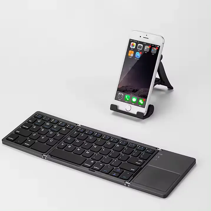 Keyboard Bluetooth lipat Mini, papan ketik lipat nirkabel portabel untuk pc touchpad