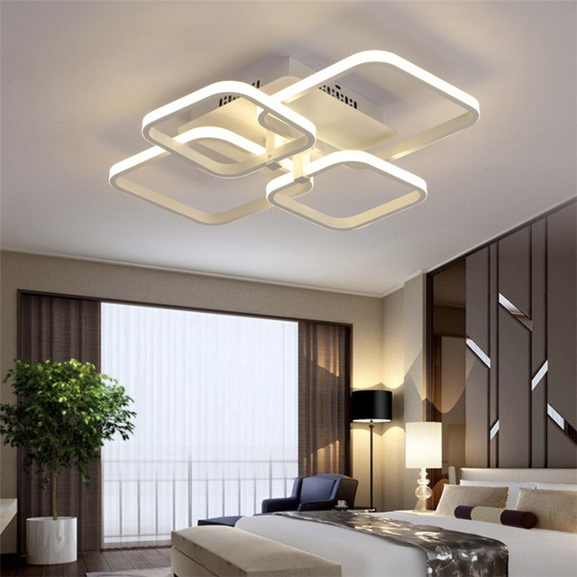 Dimmable Remote Control Modern LED Chandelier 4 Heads 36W Acrylic Lights for Living Room Ceiling Lamp