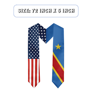Banda de Graduación de Satén para Adultos, 13*180CM, Temática EE. UU. y República Democrática del Congo, para Estudios Internacionales en el Extranjero - Product Image 2