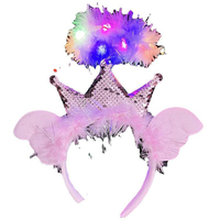 Nouveau design de bandeau d'ange à lumière LED à plumes pour enfants et adultes bandeau lumineux à couronne et halo