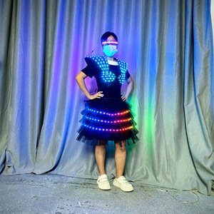 ชุดเดรสผู้หญิง LED สีรุ้งพร้อมกระโปรงเรืองแสงและที่คาดผมสำหรับการแสดงบนเวทีงานเต้นรำ - Product Image 2