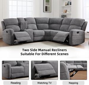 नए डिजाइन अनुभागीय मैनुअल रिक्लियर सोफा कपड़े में कंसोल कॉर्नर सोफे के साथ रहने वाले कमरे के फर्नीचर के लिए - Product Image 4