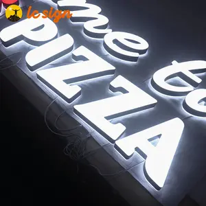 Al Aire Libre Pizza Store Company Brand Logo 3D Sign Luz retroiluminada Led Business Signs Logo para negocios