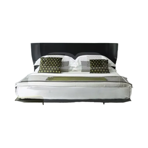 Mobilier italien de grande qualité King Size pour chambre à coucher minimaliste nordique moderne lit en cuir léger tufté de luxe européen - Product Image 1