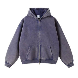 Sweat à Capuche Personnalisé de Haute Qualité Style Streetwear, Polaire Vierge, Double Couche Vintage, Délavé à l'Acide, Effet Soleil, Poches et Usé - Product Image 3