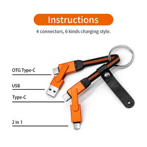 Cadeaux d'affaires, porte-clés 6 en 1, câble de charge rapide multi-rapide pour appareils mobiles Micro USB, <span class=keywords><strong>IP</strong></span> et USB-C - Product Image 5