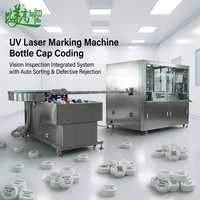 Système intégré de codage laser des bouchons de bouteilles avec inspection visuelle, marquage laser UV, tri automatique, rejet des articles défectueux, téléchargement de données QR