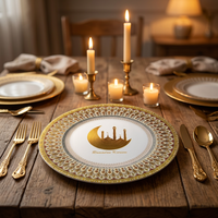 Assiettes de présentation réutilisables pour mariage, couleur or rose, décoration de mariage, assiettes en pp