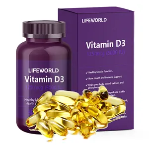 OEM organik Vitamin D3 K2 Softgels Vitamin D3 kapsül kemik için 5000 IU diyet takviyesi