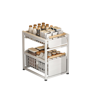 Organisateur sous évier de salle de bain à 2 niveaux, panier coulissant pour armoire, tiroir de rangement multifonctionnel, paniers de rangement pour salle de bain - Product Image 1
