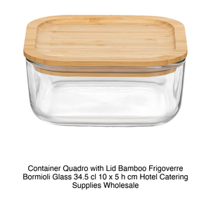 <b>Container</b> Quadro with Lid Bamboo Frigoverre Bormioli <b>Glass</b> 34.5 cl 10 x 5 h cm Hotel Catering Supplies Wholesale - Product Image 2